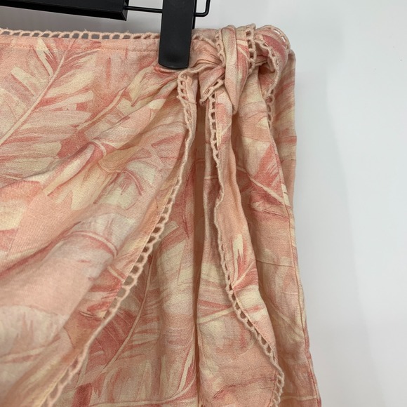 Show Me Your Mumu Iva Wrap Skirt Linen Blend Leaf Print Tie Waist - Picture 5 of 12